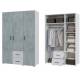 Шкаф трехстворчатый 2 ящика Victor Белый-Бетон