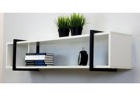 Полка металлическая ЛОФТ-12 Белый/черный матовый