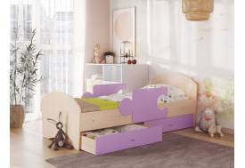 Кровать Мозаика с бортиками и ящиком млечный дуб-ирис