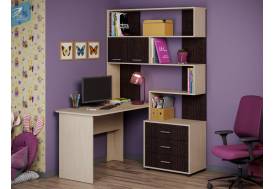 Уголок школьника Паскаль стол СТ 103 каркас дуб молочный/фасад венге