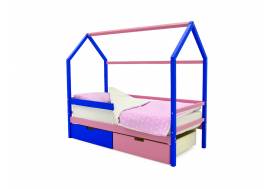 Кровать-домик Svogen с ящиками и бортиком синий-лаванда