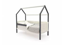 Кровать-домик мягкий Svogen с бортиком графит-белый