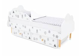 Кровать Stumpa Облако бортик и ящики рисунок Домики