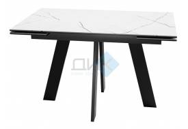 Стол SKM 120 керамика белый мрамор/подстолье черное