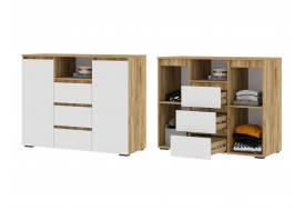 Комод Хелен КМ 01 Дуб Крафт золотой/Белый шагрень