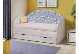 Кровать с продольной мягкой спинкой Софа №11 шарики