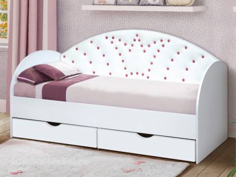 Кровать с продольной мягкой спинкой Корона №4 800х1900 мм белая