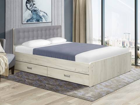 Кровать двойная №6 с ящиками 1400х2000 с мягкой спинкой