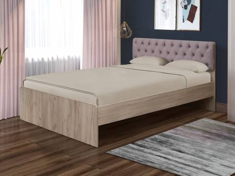 Кровать двойная №7 1600х1900 с мягкой спинкой каретная стяжка