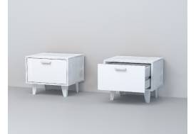 Тумба прикроватная Эго Т-5 бетон светлый/белый глянец на ножках