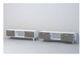 ТВ тумба Эго Т-3 бетон светлый/камень темный на ножках