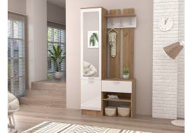 Прихожая Иннэс 3 дуб крафт золотой/белый глянец