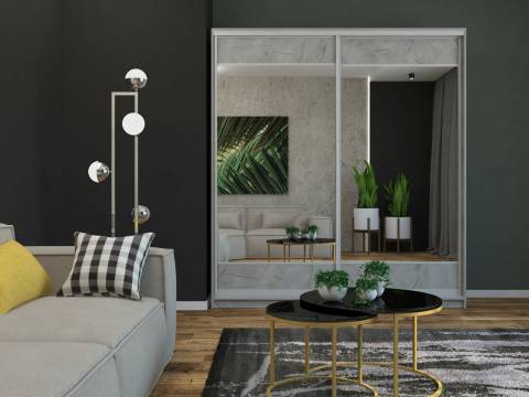 Шкаф-купе Ксения 1200 комбинированный ЛДСП/зеркало Каспий светлый