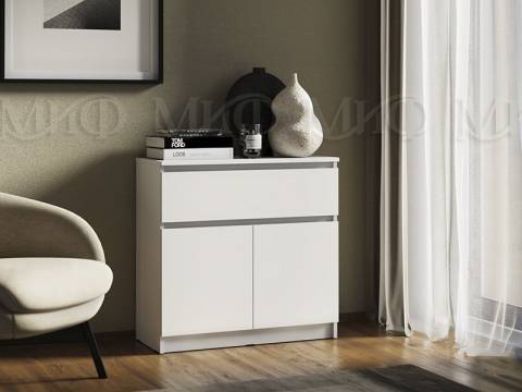 Комод 800 1 ящик 2 двери Челси белый