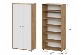 Шкаф двухстворчатый Милан Дуб Золотой/Белый Матовый