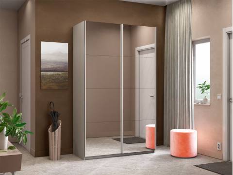 Шкаф-купе Прайм 2-х дверный 1400 два зеркала Ясень Анкор Светлый