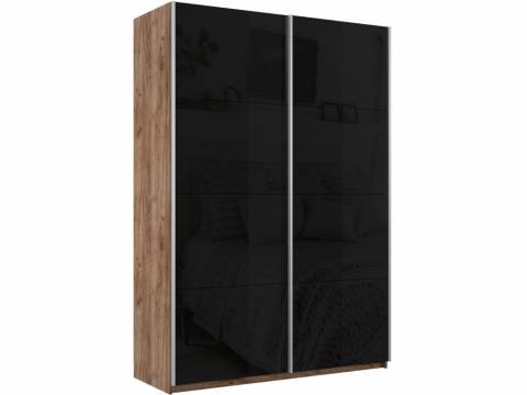 Шкаф-купе Прайм 2-х дверный 1400 Стекло Черное Крафт табачный