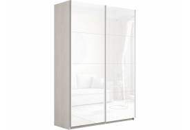 Шкаф-купе Прайм 2-х дверный 1600 Стекло Белое Ясень Анкор Светлый
