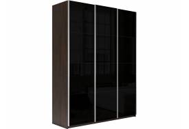 Шкаф-купе Прайм 3-х дверный 2100 три стекла черные Венге