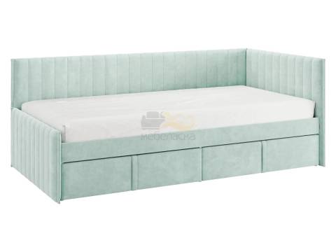 Кровать-тахта с ящиками Твикс цвет велюра мята