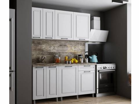Кухня Аликанте 1600 МДФ Белый снег без столешницы