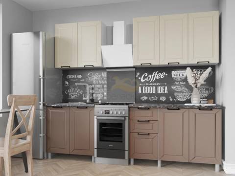 Кухня Ривьера 2000 без стекла МДФ Карбон Брюле/Карбон Латте без столешницы