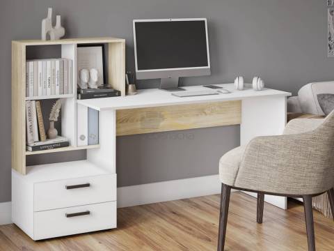 Стол компьютерный СКМ-5 дуб сонома/белый