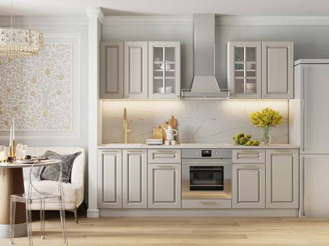 Кухонный гарнитур Кварц Грей Софт 2400 мм