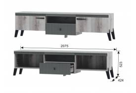 Тумба ТВ №1 с ножками Ольга 3 дуб делано