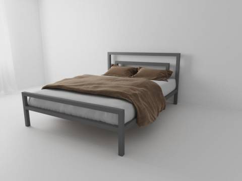 Кровать металлическая Куба 1200 серая