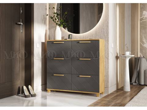 Обувница (1000) Ирис Браш Графит, Дуб Крафт