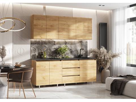 Кухня Челси 2000 мм Компановка №2 Дуб Крафт (Кастилло)