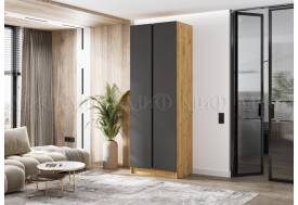 Шкаф двухстворчатый Келвин (800) Графит, Дуб Крафт-вставка черная