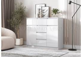 Комод 1200 (2 двери 6 ящиков) Челси Белый Глянец, Белый