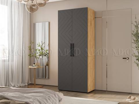 Шкаф двухстворчатый (900) Флэш Браш Графит, Дуб Крафт