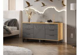 Комод (1500) Флэш Браш Графит, Дуб Крафт