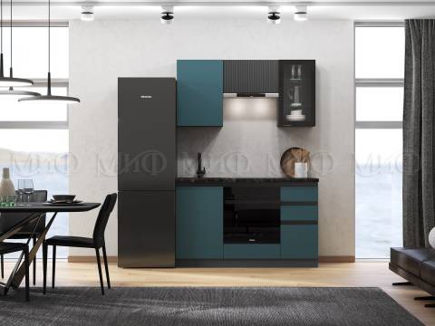 Кухня Техно-6 1500 мм Графит/Атлантик софт