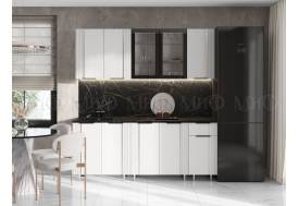 Кухня Виктория 2000 мм Пластер Бьянко/Белый (Кастилло темный)