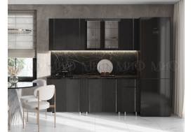 Кухня Виктория 2000 мм Пластер Блэк/Белый (Кастилло темный)