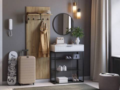 Прихожая Мебельсон К1 дуб крафт золотой/белое дерево