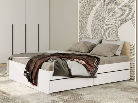 Кровать Монблан с ящиками 140х200 см Белый Шагрень