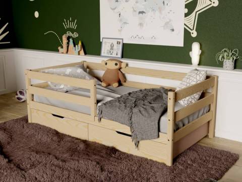 Кровать-софа детская с бортиками без покраски 80х190 см с ящиками