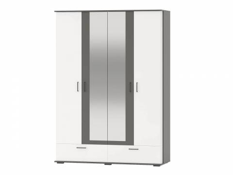 Шкаф 4-х дверный с ящиками Даллас 4-4818 Графит, Белый