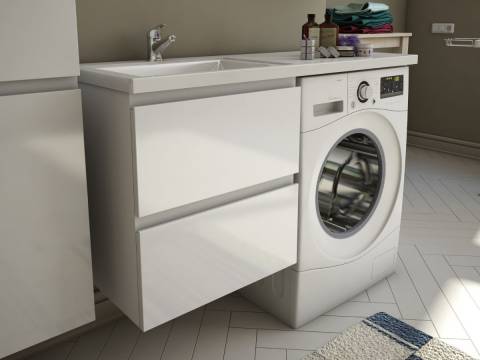 Тумба с раковиной Dallas Luxe 1200 навесная 2 ящика левая