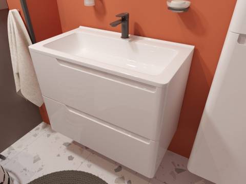 Тумба с раковиной Kare Luxe 800 навесная 2 ящика