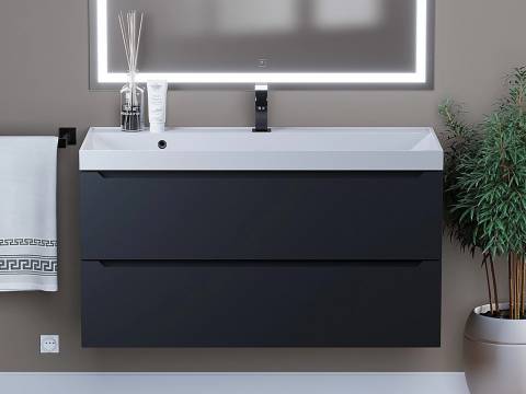 Тумба с раковиной Uperwood Tanos матовая черная 100 см