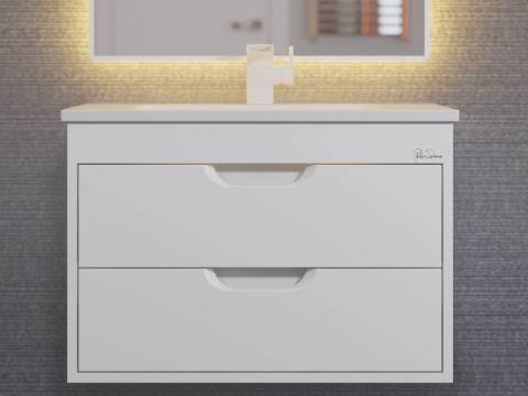 Тумба с раковиной Uperwood Modul матовая белая 65 см