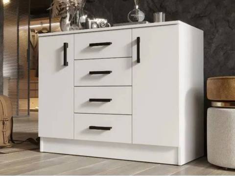 Комод К1000-2Д ЛДСП Белый гладкий