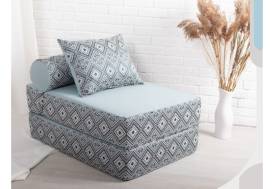 Кресло-кровать Коста голубой с принтом