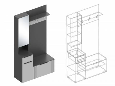 Прихожая Вита левая тёмно серый лофт